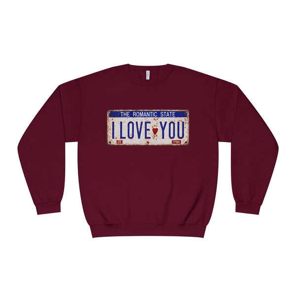 I Love You License Plate Crewneck Sweatshirt