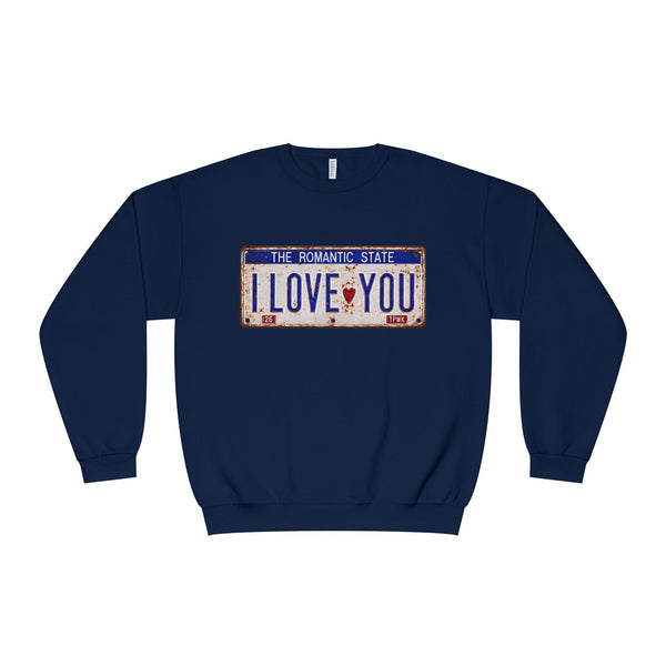 I Love You License Plate Crewneck Sweatshirt