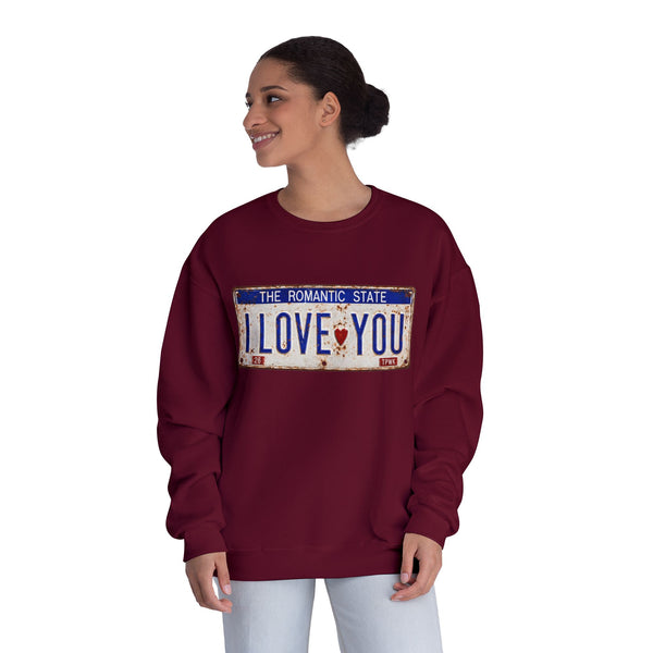 I Love You License Plate Crewneck Sweatshirt