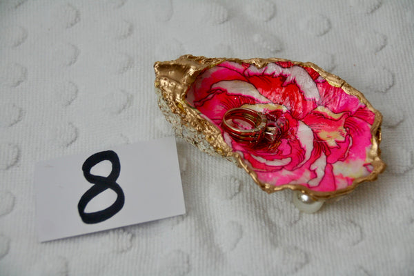 Oyster Trinket Dish (Pink Flower)