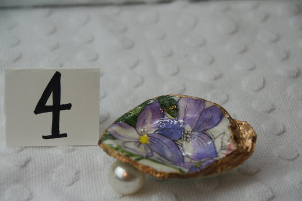 Oyster Trinket Dish (Pink Flowers 3)