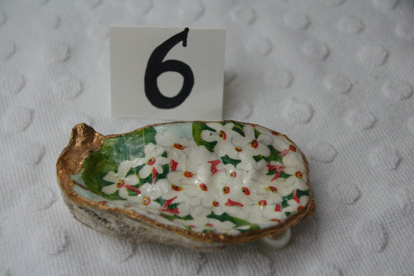 Oyster Trinket Dish (Pink Flowers 3)