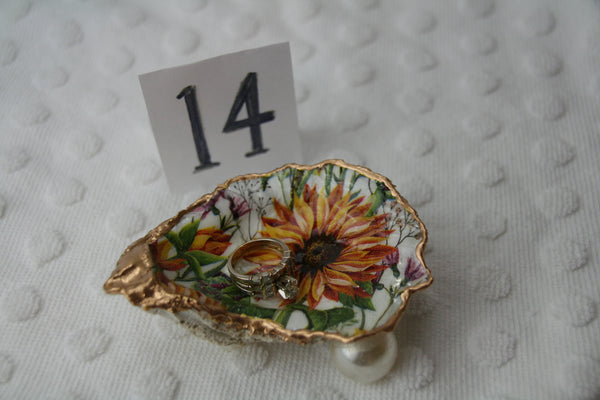 Oyster Trinket Dish (Fall Sunflowers)